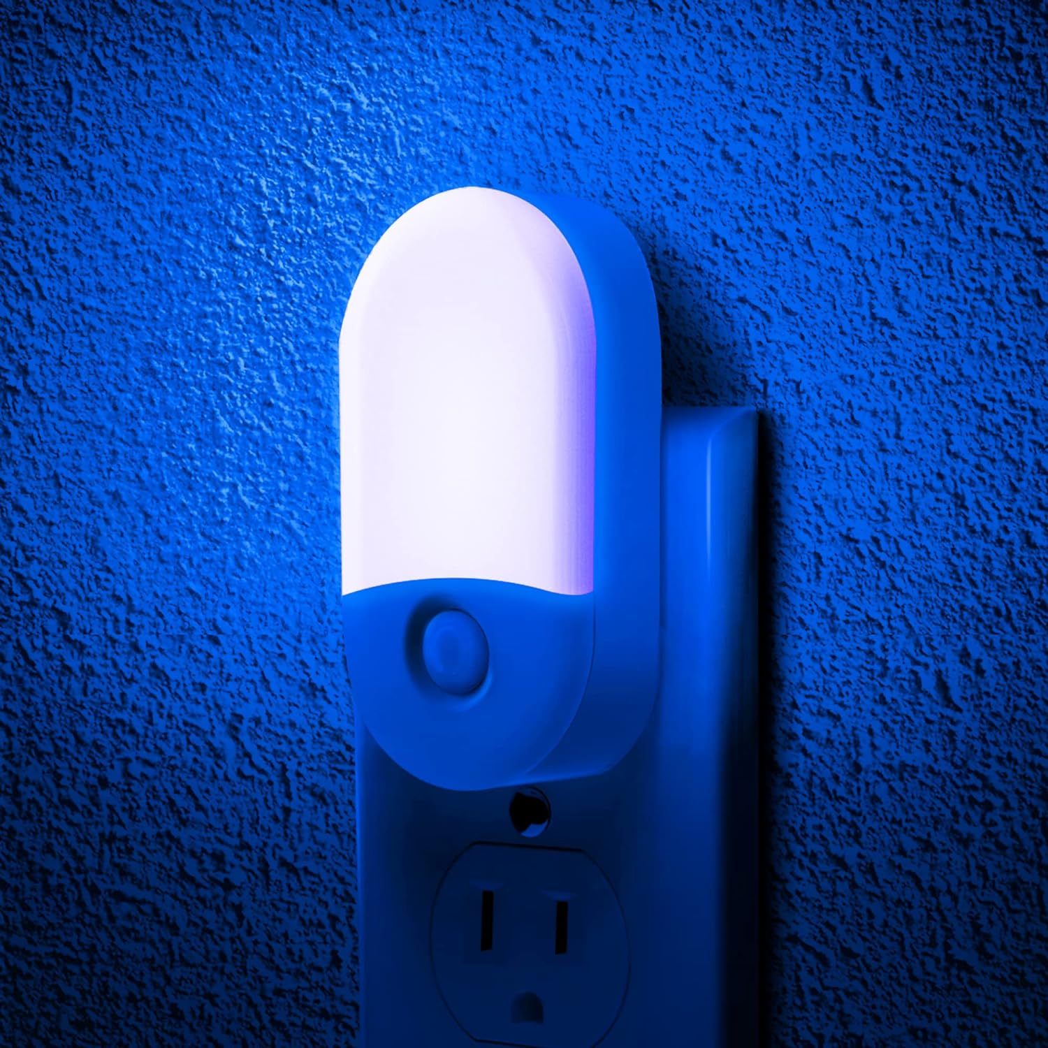 Blue Night Light, LOHAS Night Lights Plug into Wall[2 Pack], 0.6W LED Night Light, Dusk to Dawn Sensor, 30/60LM Adjustable Brightness, Automatic Night Light for Kid, Bathroom, Nursery, Hallway