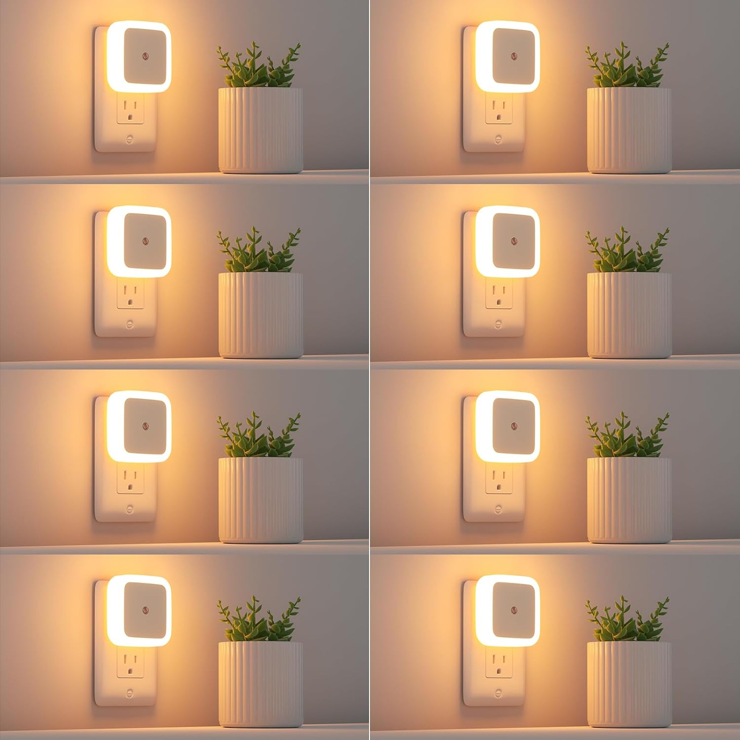 Sujeet Night Light, Night Lights Plug into Wall 8-Pack, Nightlight Plug in Night Light, Dusk to Dawn Night Lamp Led Night Light for Kids Bedroom, Bathroom, Hallway Warm White