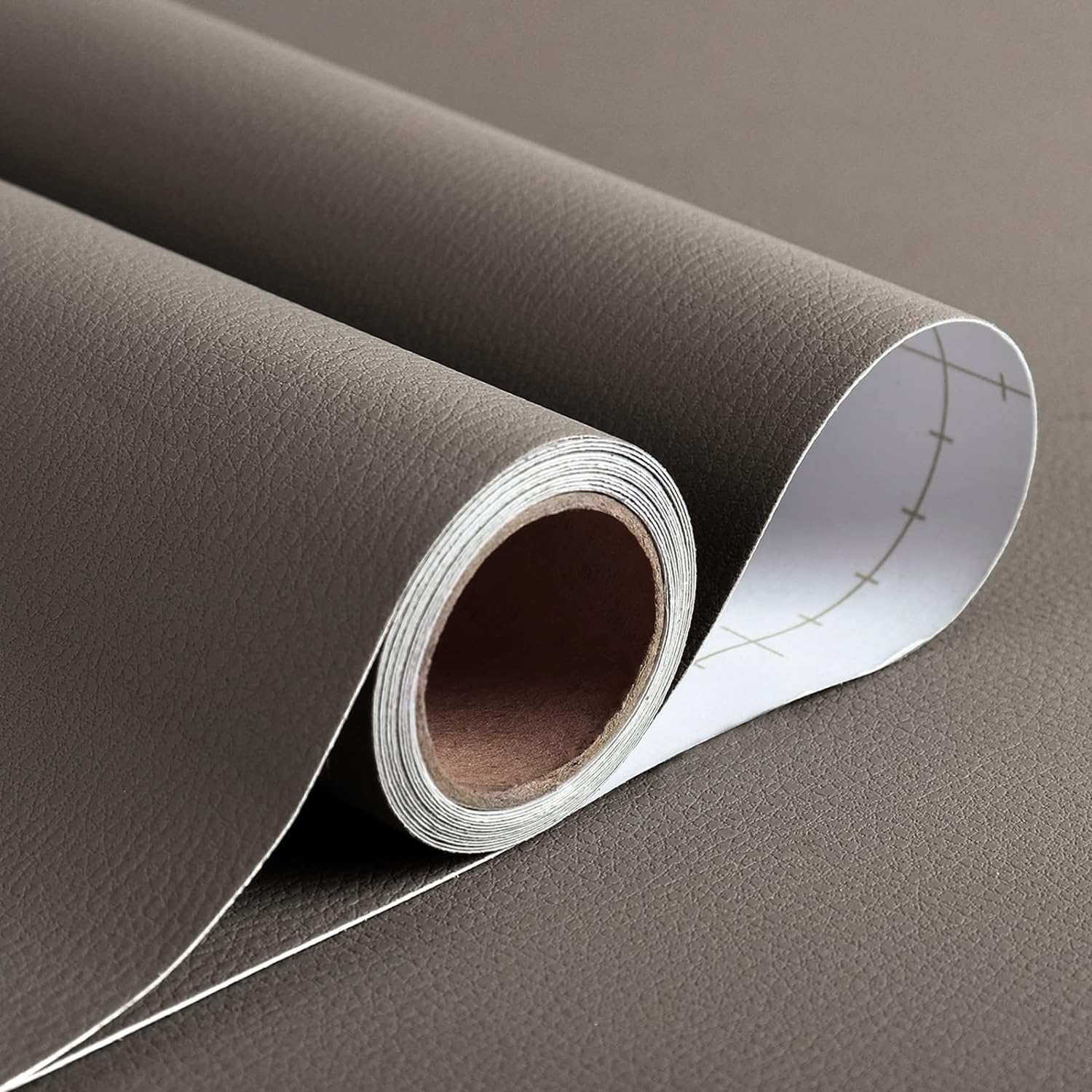 Stickyart 24x160 Faux Leather Contact Paper Textured Taupe Peel and Stick Cabinet Covering Paper Self Adhesive Removable Leather Look Contact Paper for Furniture Wallpaper Prepasted for DIY Crafts