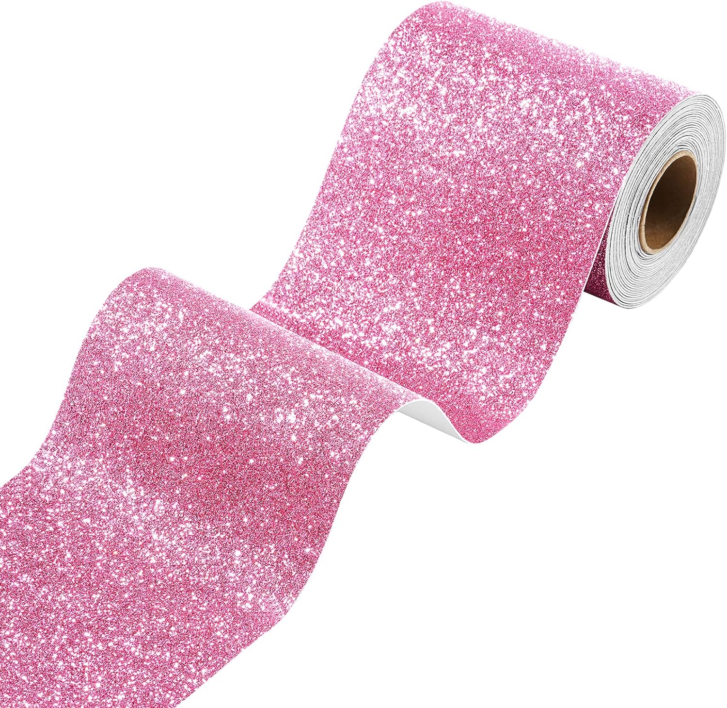 Stickyart Pink Wallpaper Border Glitter Peel and Stick Glitter Contact Paper Self Adhesive Sparkle Wallpaper Border Trim Removable Glitter Wallpaper for Bedroom Bathroom Bulletin Boards 3.94x160