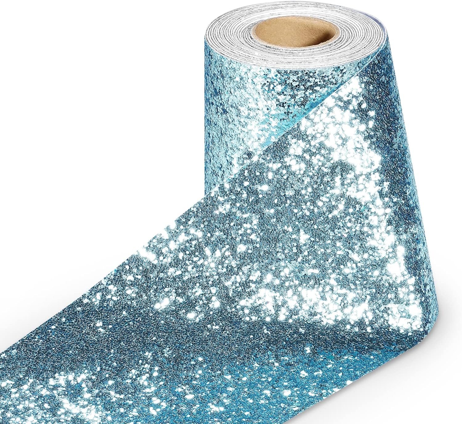 Stickyart Light Blue Glitter Wallpaper Roll Peel and Stick Sparkle Glitter Wallpaper Border Self Adhesive Sequins Sparkle Wall Border for Bulletin Board Mirror Frame DIY Crafts 3.94x160