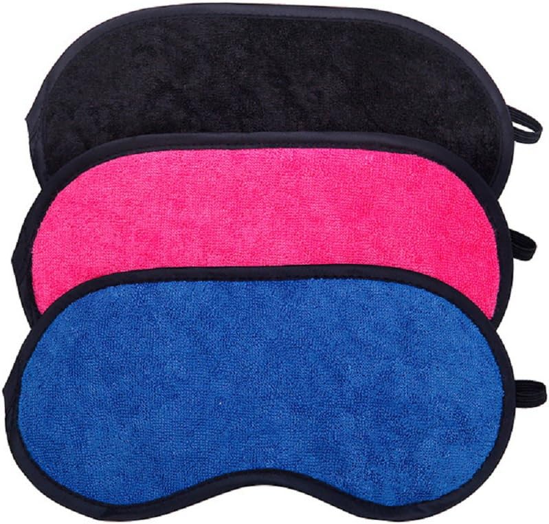 Sleep Mask Set Pack of 3, Microfiber Terry Cloth Lightweight Comfortable, Soft, Adjustable Eye Masks for Sleeping, Shift Work, Naps, Travel Night Blindfold Eyeshade for Men Women, Black/Blue/Pink