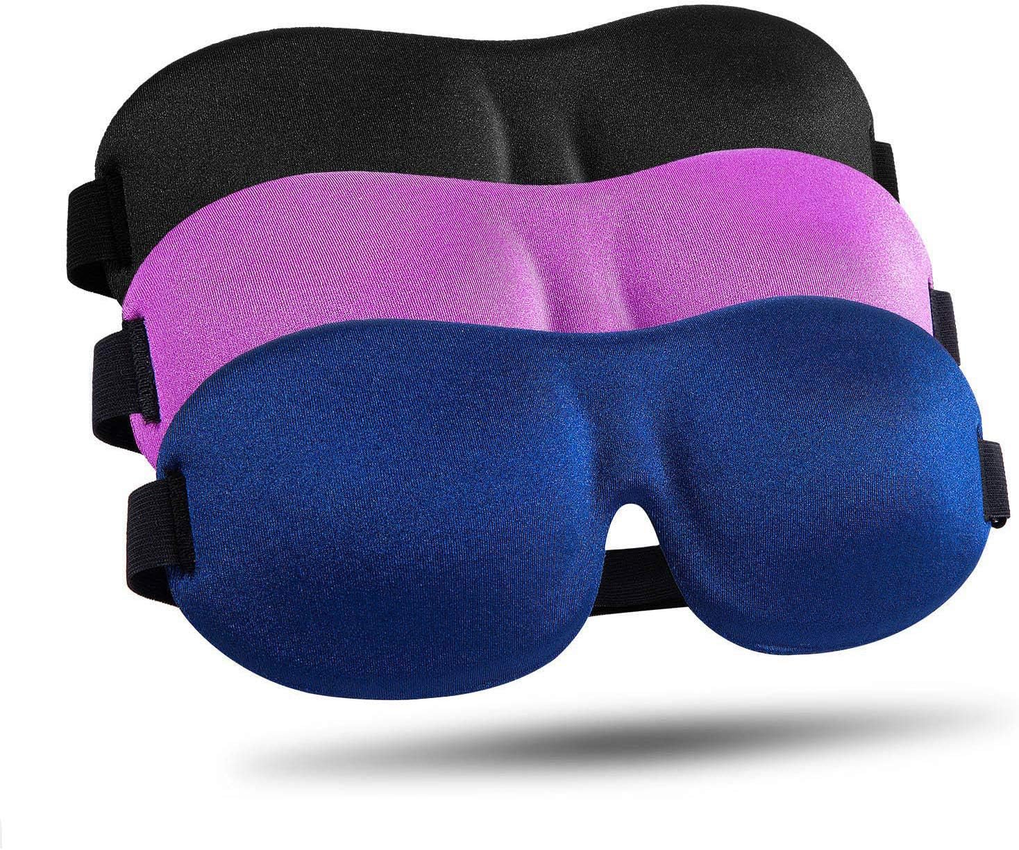 LKY DIGITAL Sleep Mask for Side Sleeper 3 Pack, 100% Blackout 3D Eye Mask for Sleeping, Night Blindfold for Men Women