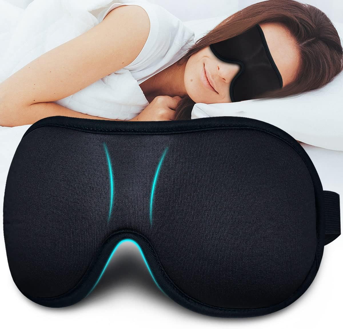 Sleep Mask for Women Men, Ultrathin Light Blocking Sleeping Mask, No Pressure On Eyes 3D Contoured Blindfold, Soft Comfort Eye Shade Cover for Travel/Naps/Yoga/Shift Work.Black