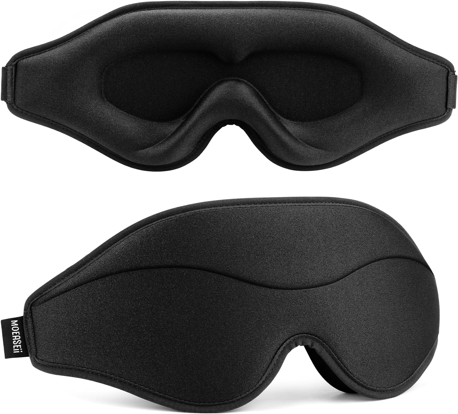 Sleep Mask - Total Blackout 3D Sleeping Mask, Super Lightweight & Silky Soft Eye Mask for Sleeping, Fully Adjustable Fit for Home, Office, Traveling, Meditation, Yoga, Black