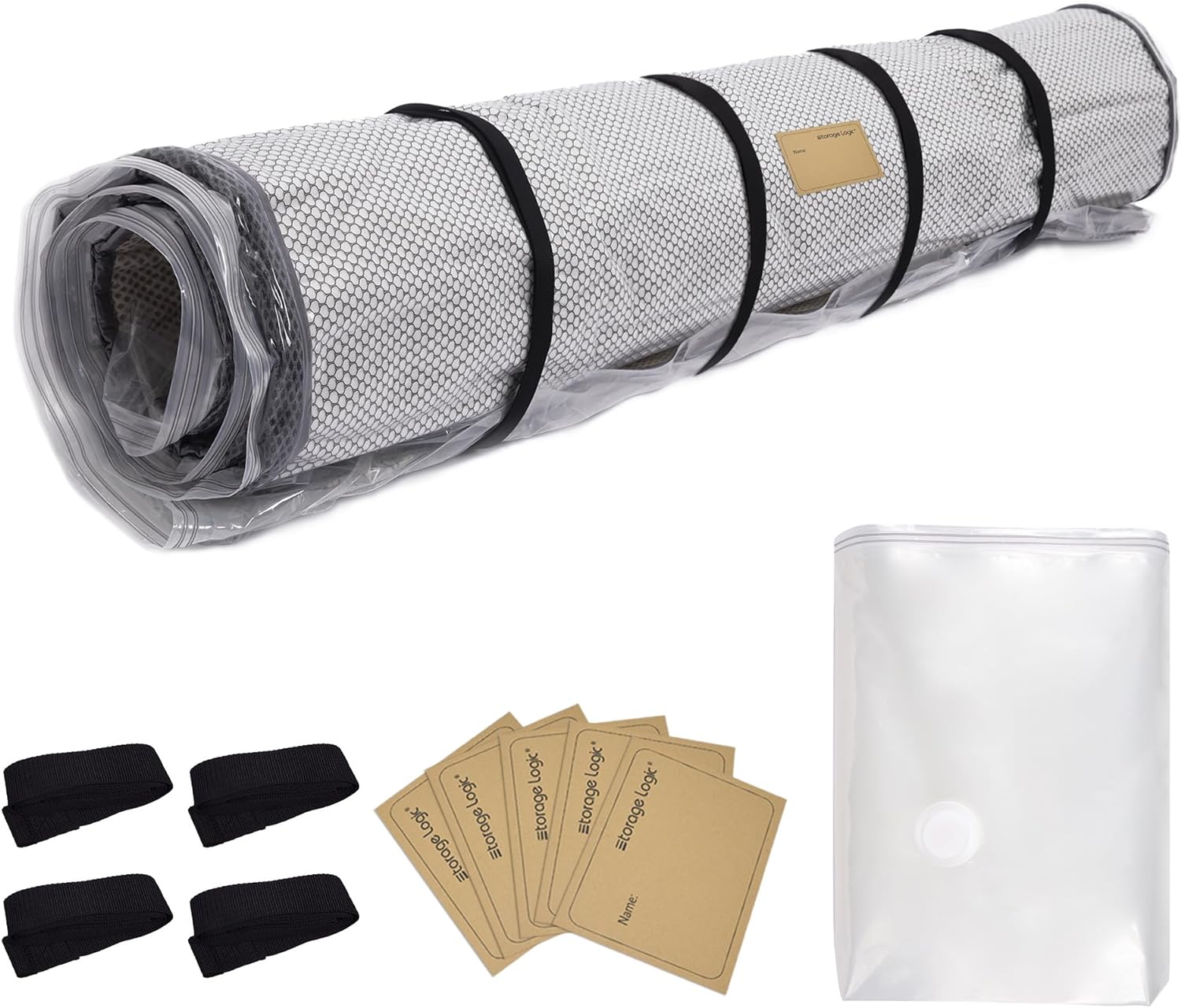 (King/Cal King) Foam Mattress Vacuum Bag 5 Name Tags, Straps Included, Mattress Vacuum Sealable Bag