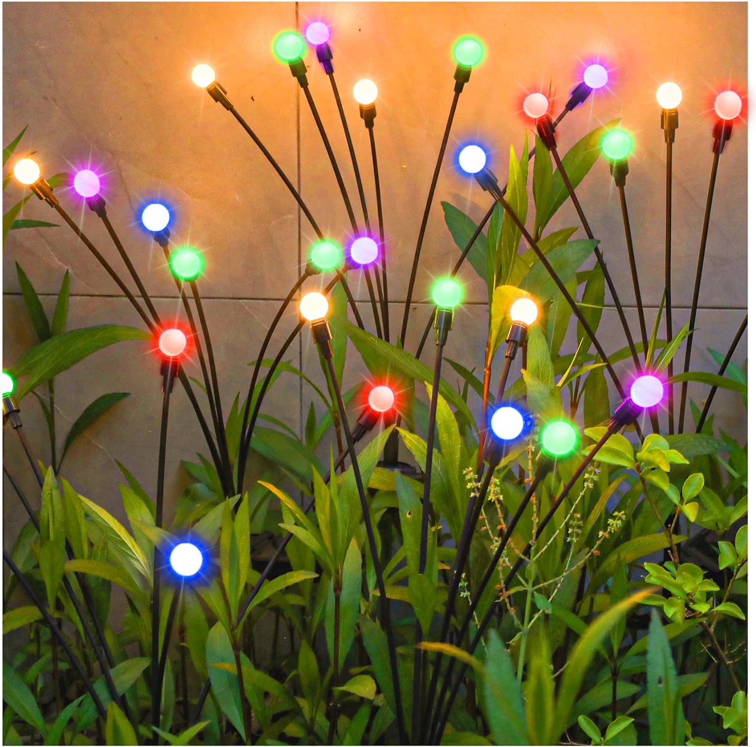 TONULAX Solar Garden Lights, Starburst Swaying When Wind Blows, Solar Lights Outdoor Decorative, Color Changing RGB Light for Yard Patio Pathway Decoration(4 Pack)