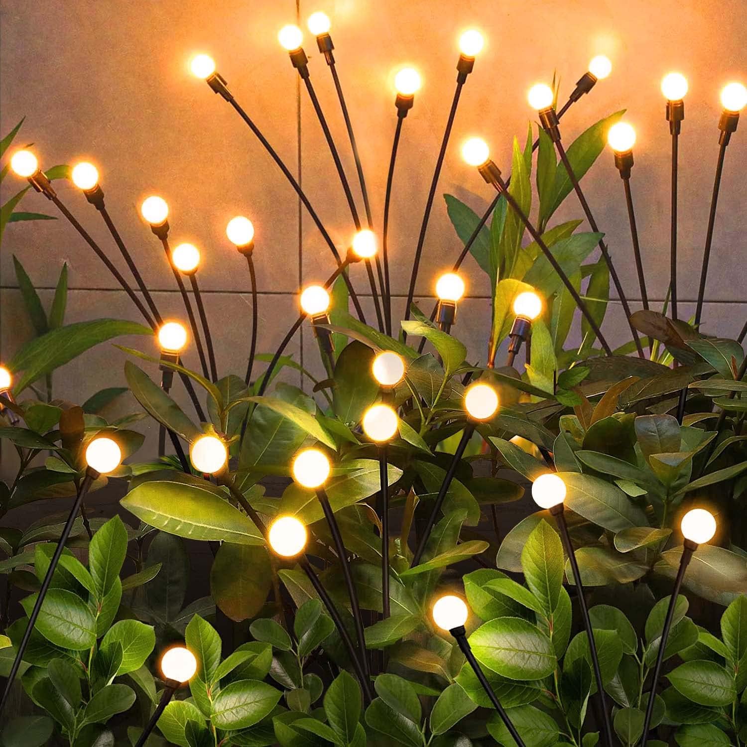 Solar Lights Outdoor Garden  6 Pack 36 LEDs Solar Firefly Lights, Starburst Swaying Lights, Waterproof Solar Decorations for Yard Patio Pathway Lawn Gardening Gifts