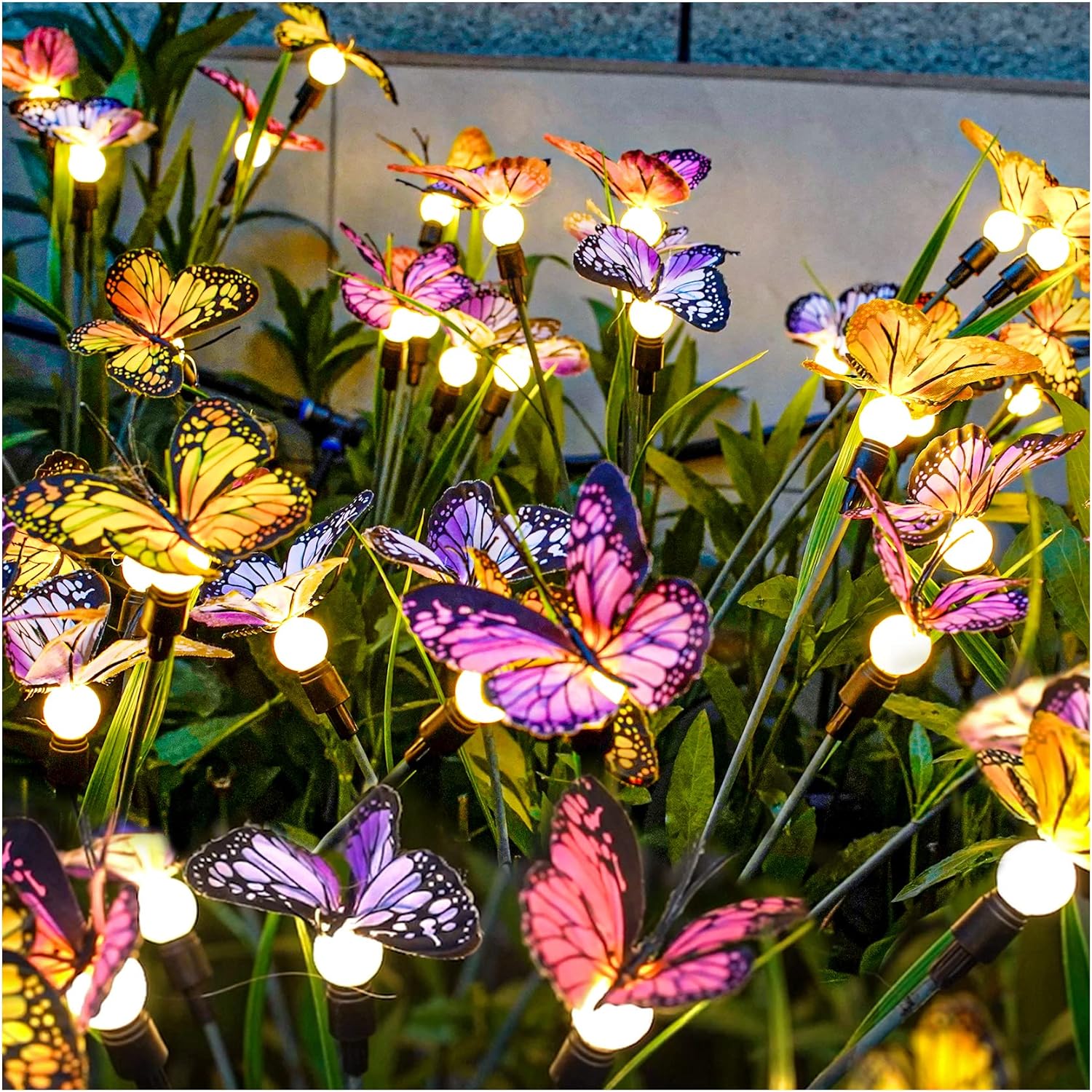 TONULAX 2 Pack Solar Firefly Lights   2 Pack Solar Swaying Butterfly Lights