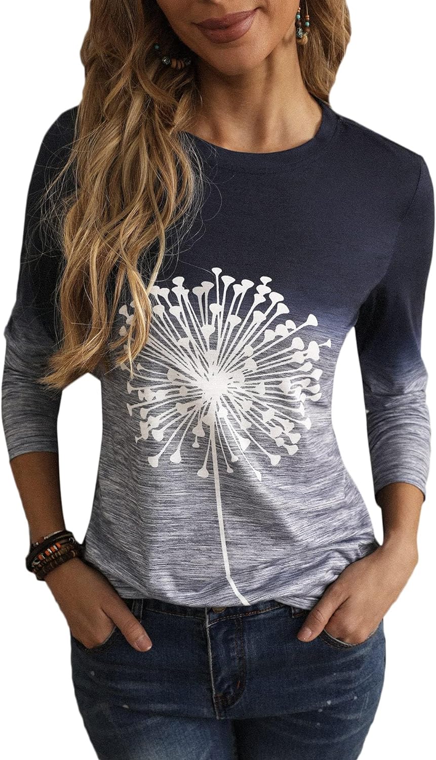 SOLY HUX Women' Long Sleeve Shirts Graphic Print Tees Casual Round Neck T Shirts