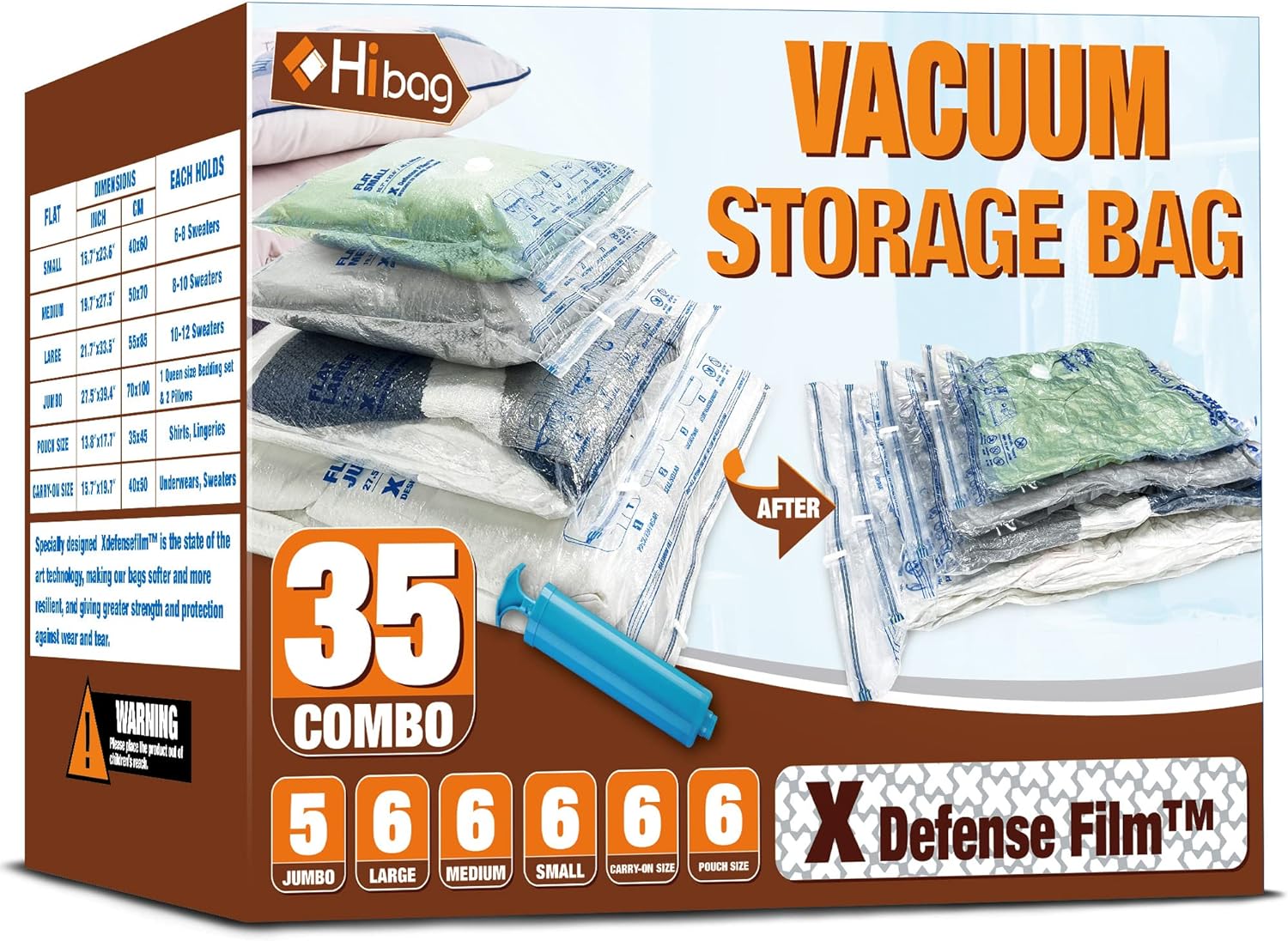 Vacuum Storage Bags, Space Saver Vacuum Seal Storage Bags 35-Pack Sealer Bags for Clothes, Clothing, Bedding, Comforter, Blanket (35C)