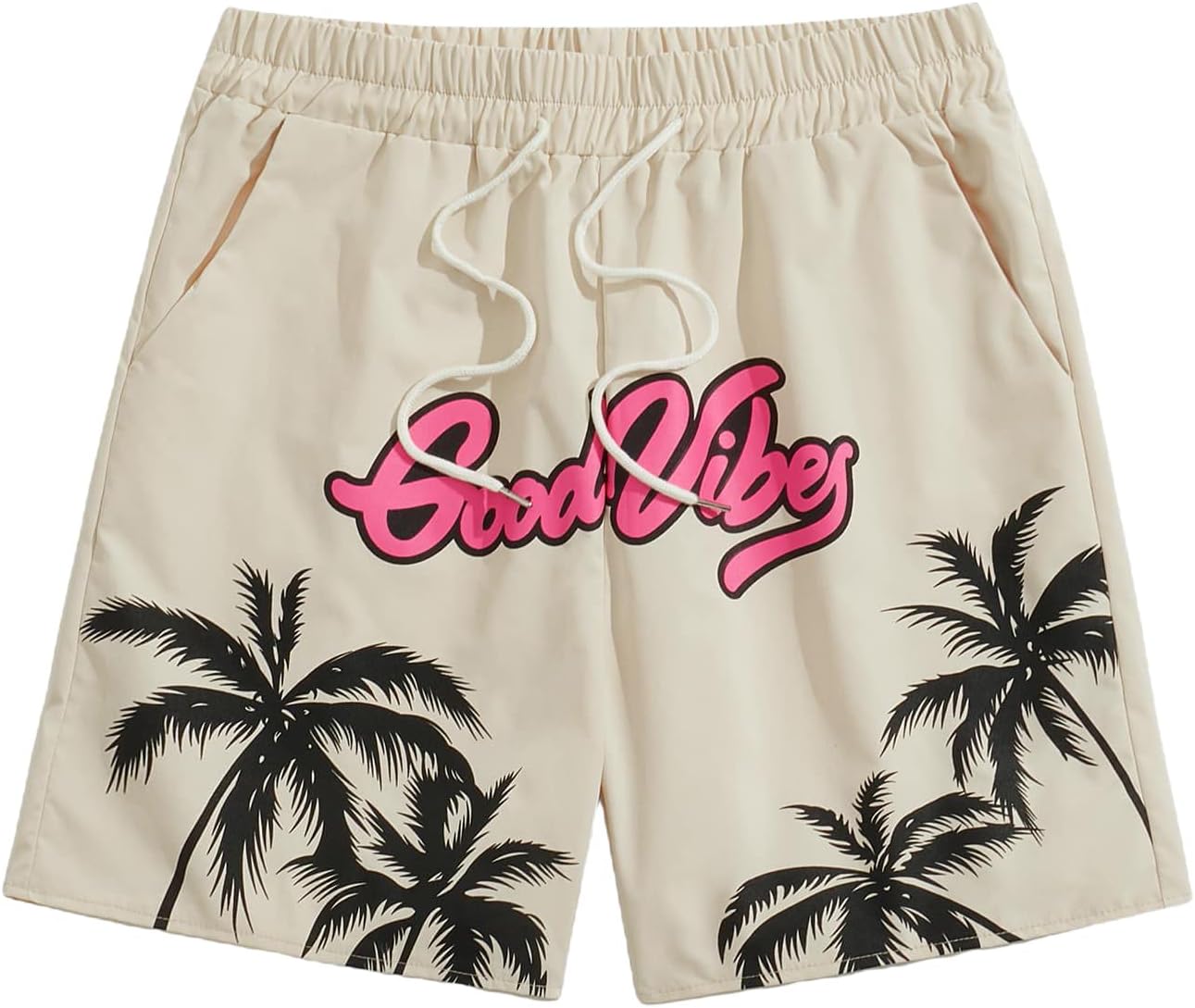 SOLY HUX Men' Cartoon Print Elastic High Waisted Casual Summer Shorts