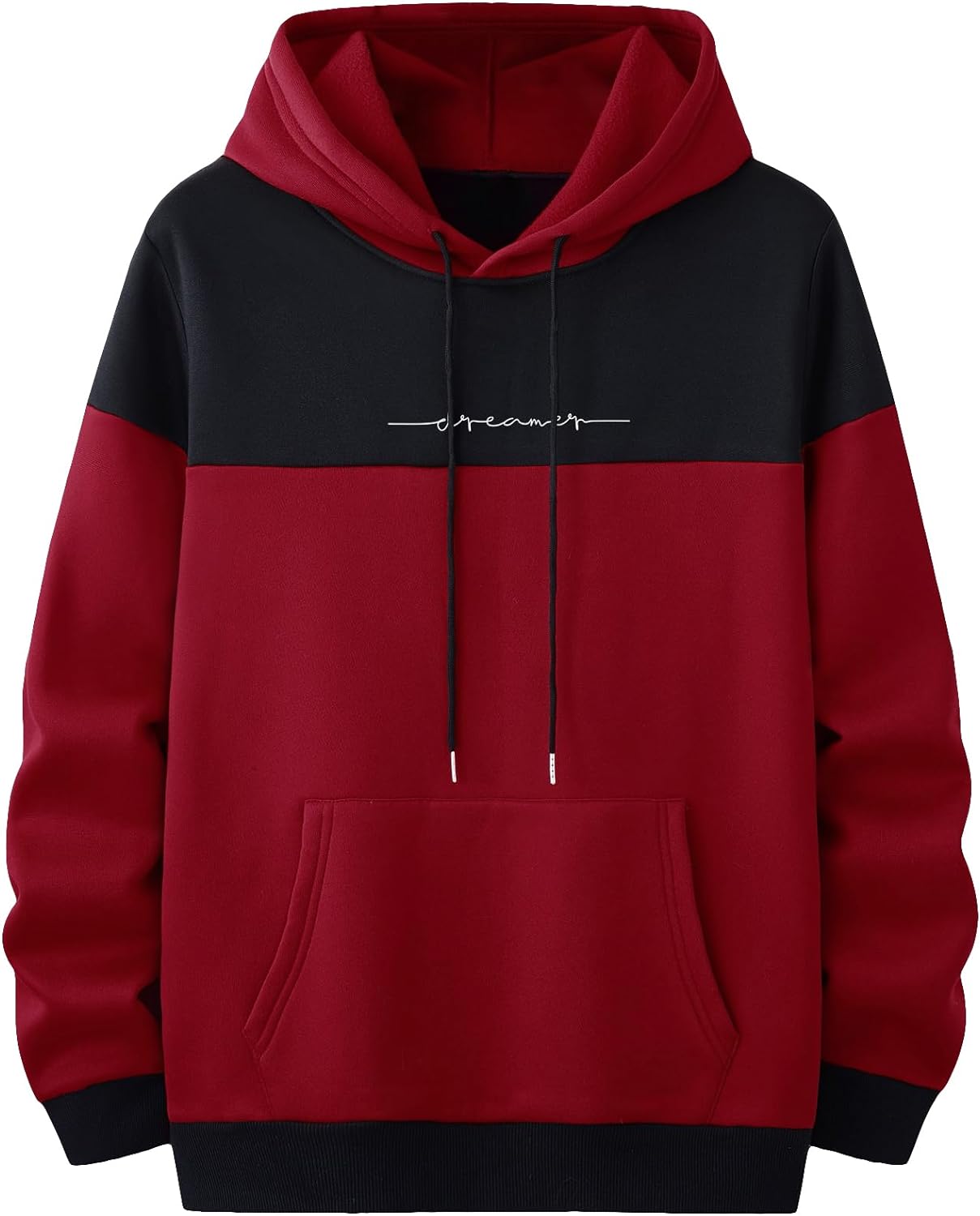 SOLY HUX Men' Casual Colorblock Pullover Fashion Loose Fit Long Sleeve Graphic Trendy Drawstring Hoodie Sweatshirt