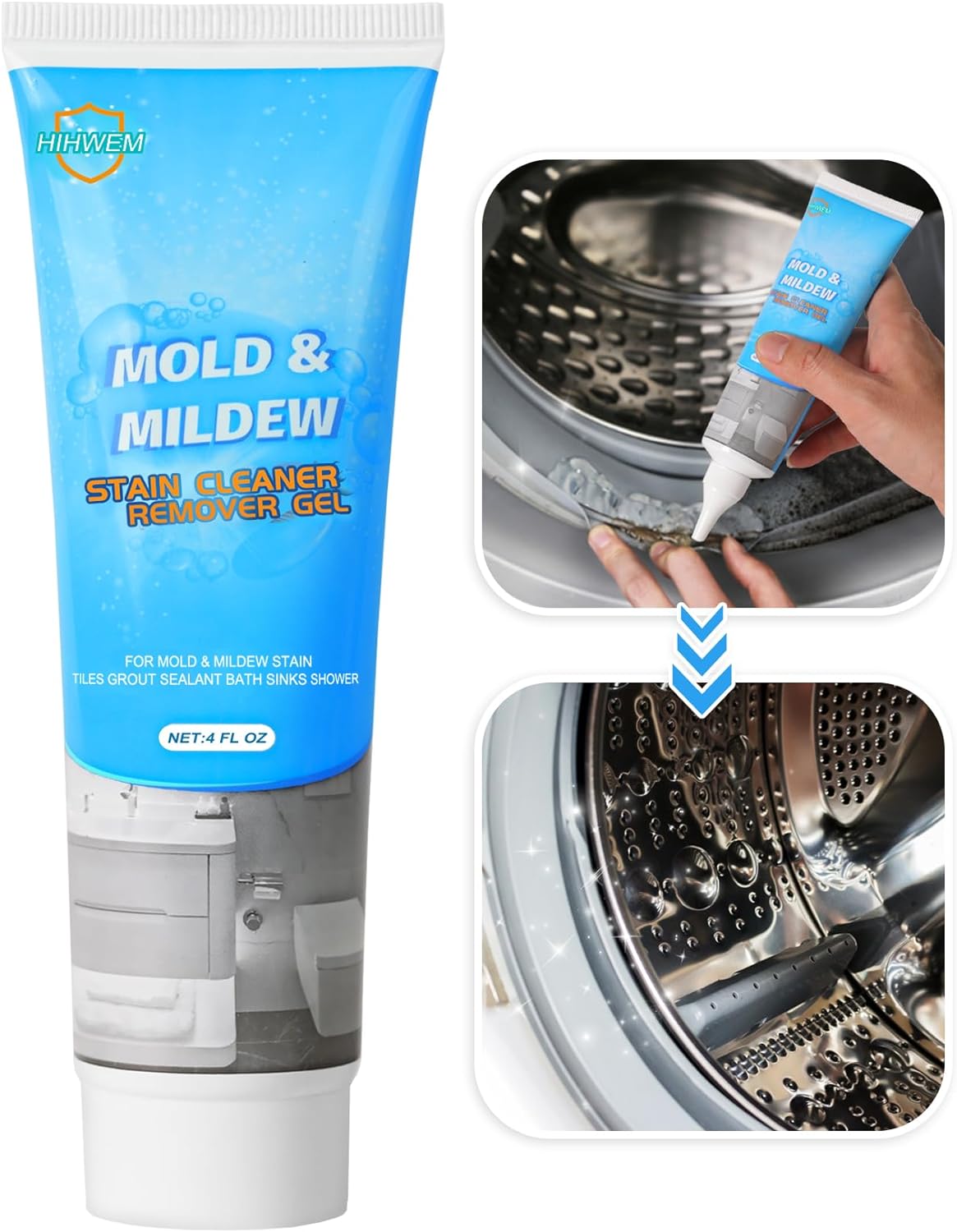 Mold Remover Gel, Mold Cleaner for Washing Machine, Refrigerator Strips, Grout Cleaner Best for Home Sink, Kitchen, Showers