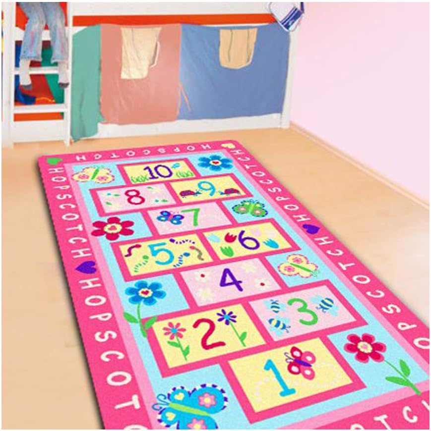 FADFAY Home Textile,Fashion Hopscotch Kids Carpet Bedroom,Sweet Pink Rug,Designer Figure Children' Rugs