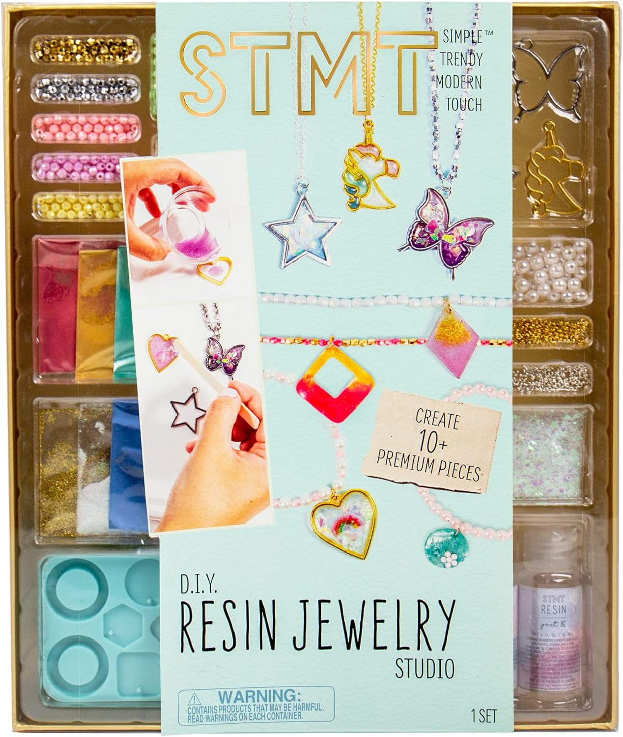 STMT D.I.Y. Resin Jewelry Studio, All-in-One Resin Jewelry Making Kit with Molds, Fun DIY Kit to Make Your Own Necklaces, Bracelets & More, Great Gift for Teen Girls 14 