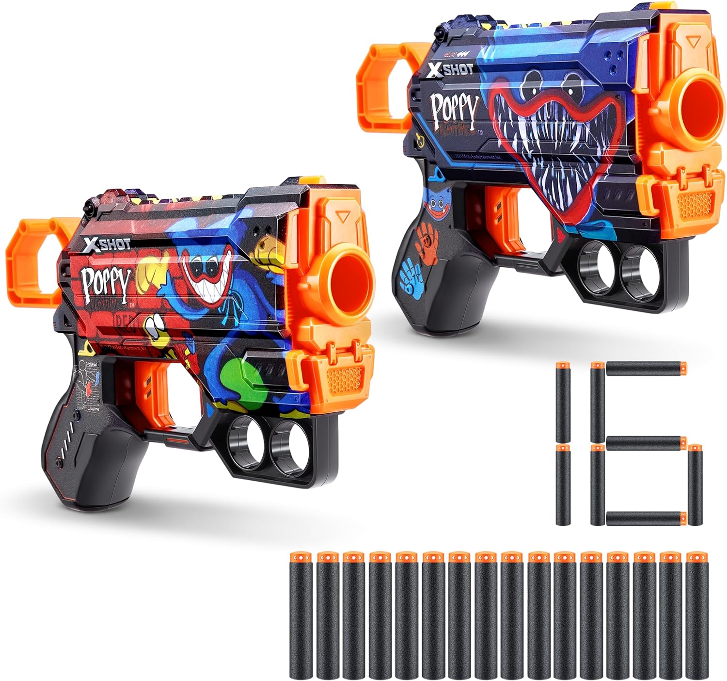 X-Shot Skins Menace Poppy Playtime Dart Blaster 2PK - Jumpscare   Toony, 16 Darts by ZURU